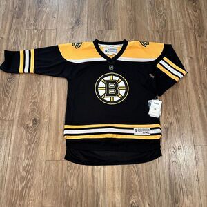 Reebok Boston Bruins Hockey‎ NHL Black Yellow Jersey Kid Size L/XL NWT